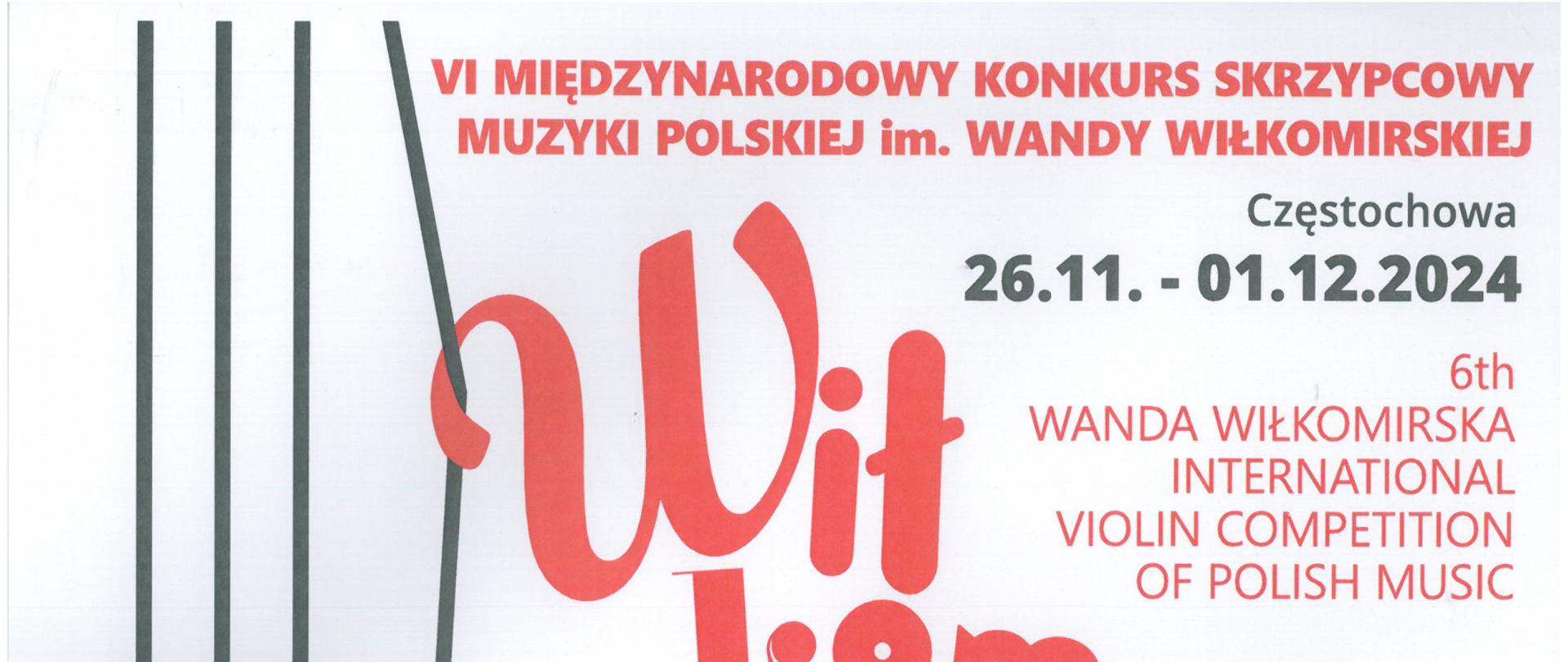 Dyplom posiada białe tło, na którym od góry znajdują się napisy, w tym nazwa konkursu skrzypcowego w kolorze czerwonym, niżej data i miejsce wydarzenia w kolorze czarnym, a jeszcze niżej w pionie litery nazwiska Wiłkomirska. Poniżej na czerwonym pasku znajduje się biały napis wyróżnienie, a pod nim podane jest na czarno imię i nazwisko uczennicy, nazwa szkoły i nauczyciele. Na samym dole napisana jest czarnym kolorem nazwa szkoły w Częstochowie, a nad nią wymienieni są na czerwono jurorzy. Z lewej strony wzdłuż dyplomy narysowane są czarnym kolorem 4 struny. O jedną zahaczona jest litera W od nazwiska Wiłkomirska. Na samym dole wymieniony jest honorowy patronat, organizatorzy, współorganizatorzy i wstawionych jest wiele logotypów sponsorów i patronat medialny. 