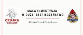 Na białym tle widać logo PSP i czujki czadu, na środku napis MAŁA INWESTYCJA W DUŻE BEZPIECZEŃSTWO