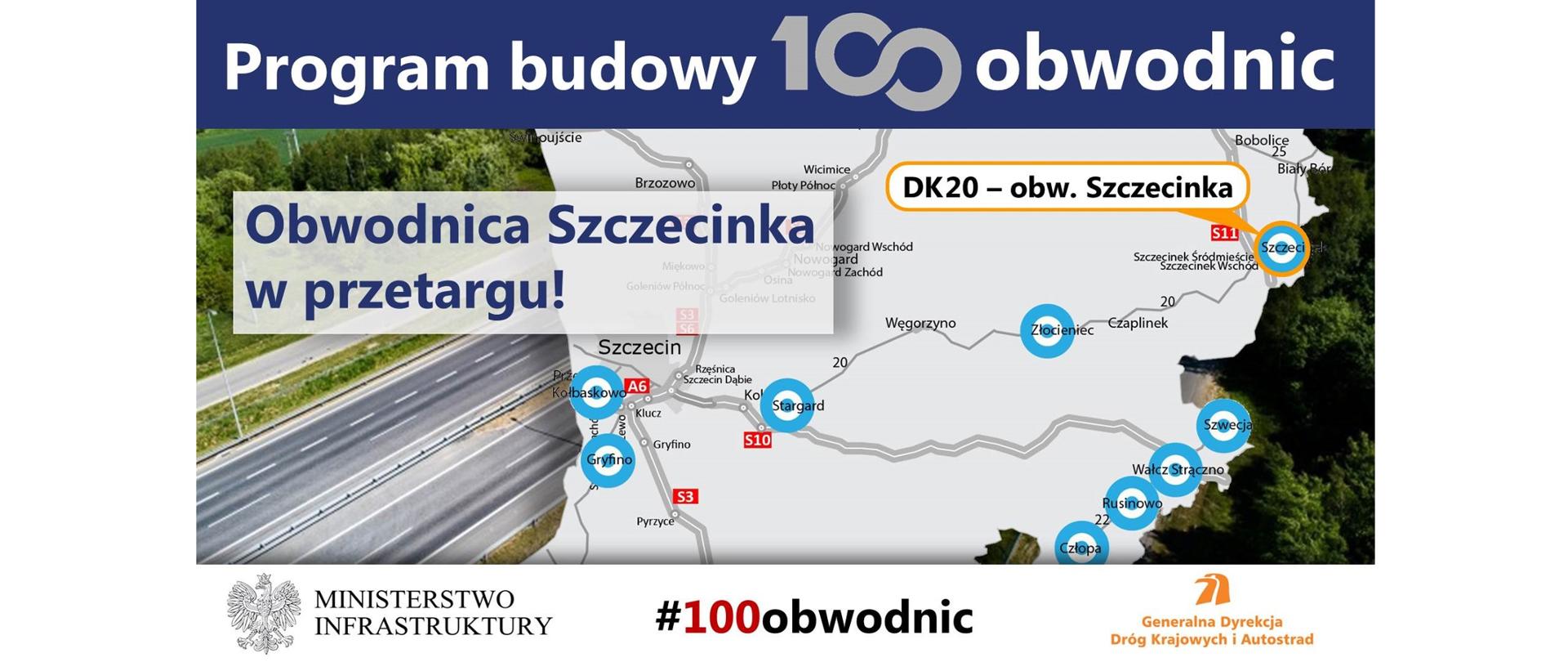 Rozpoczyna się postępowanie przetargowe na projekt i budowę obwodnicy Szczecinka w ciągu drogi krajowej nr 20 - infografika