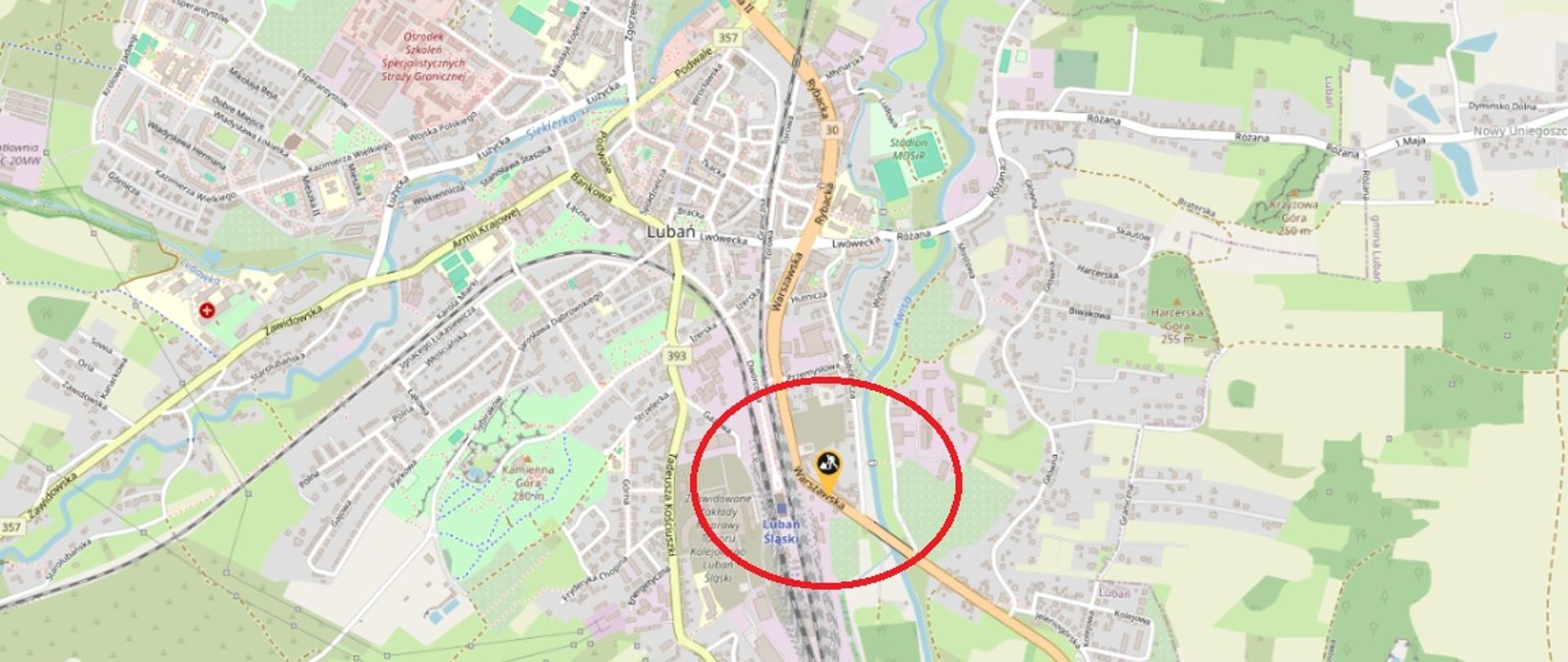 na zdjęciu mapa z DK30 Lubań, naprawa dylatacji na obiekcie mostowym nad rz. Kwisą.