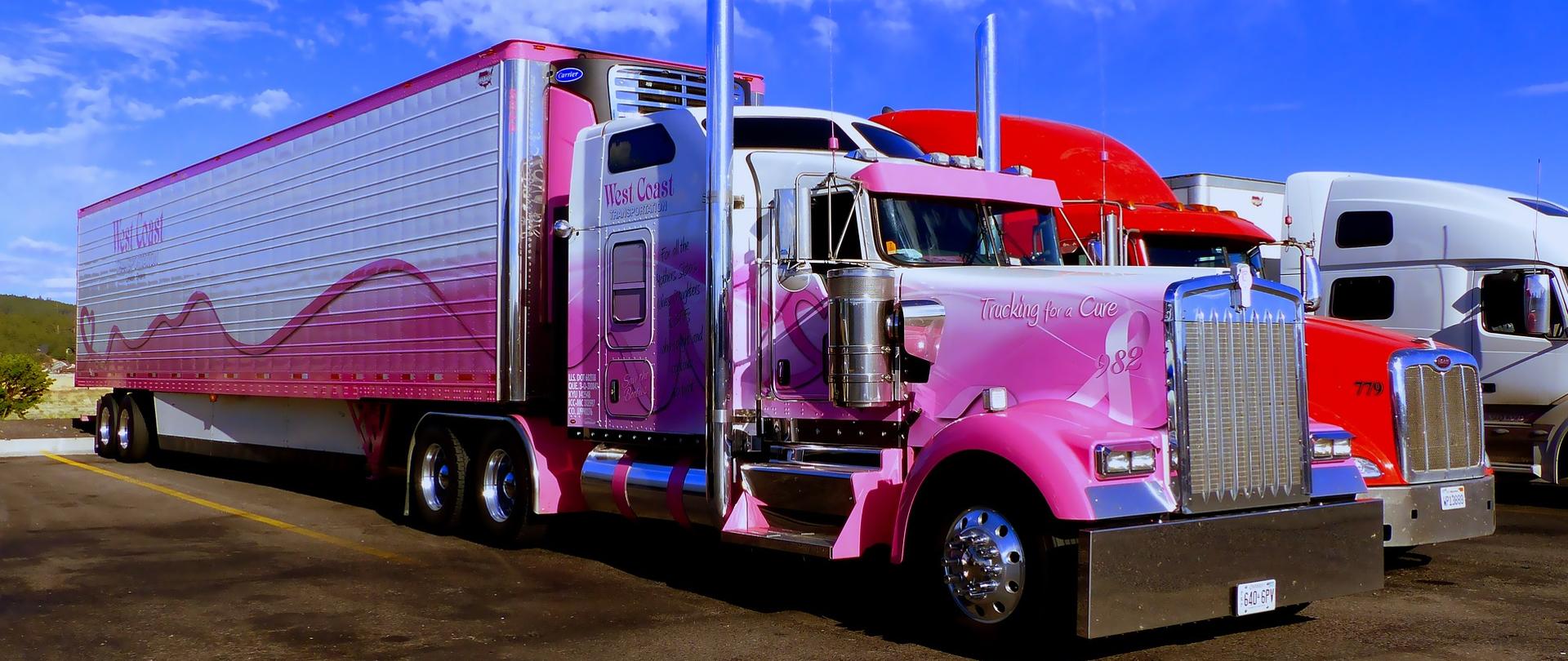 Amerykański ciągnik siodłowy wykorzystywany podczas akcji prozdrowotnej