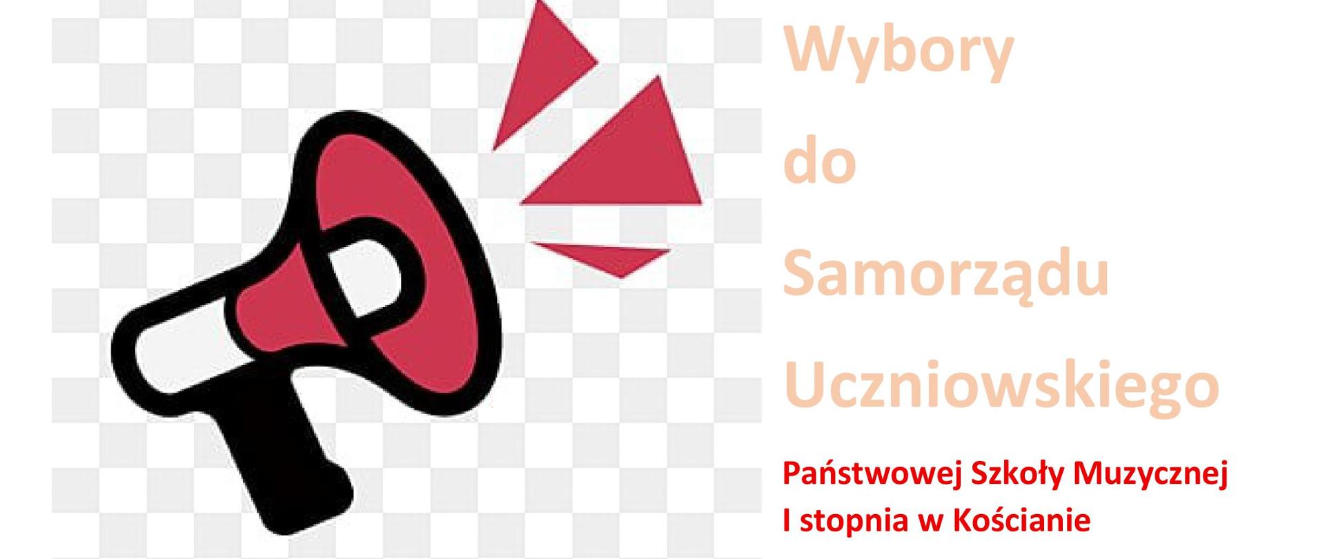 plakat wyborczy "Wybory do Samorządu Uczniowskiego" z symbolem megafonu