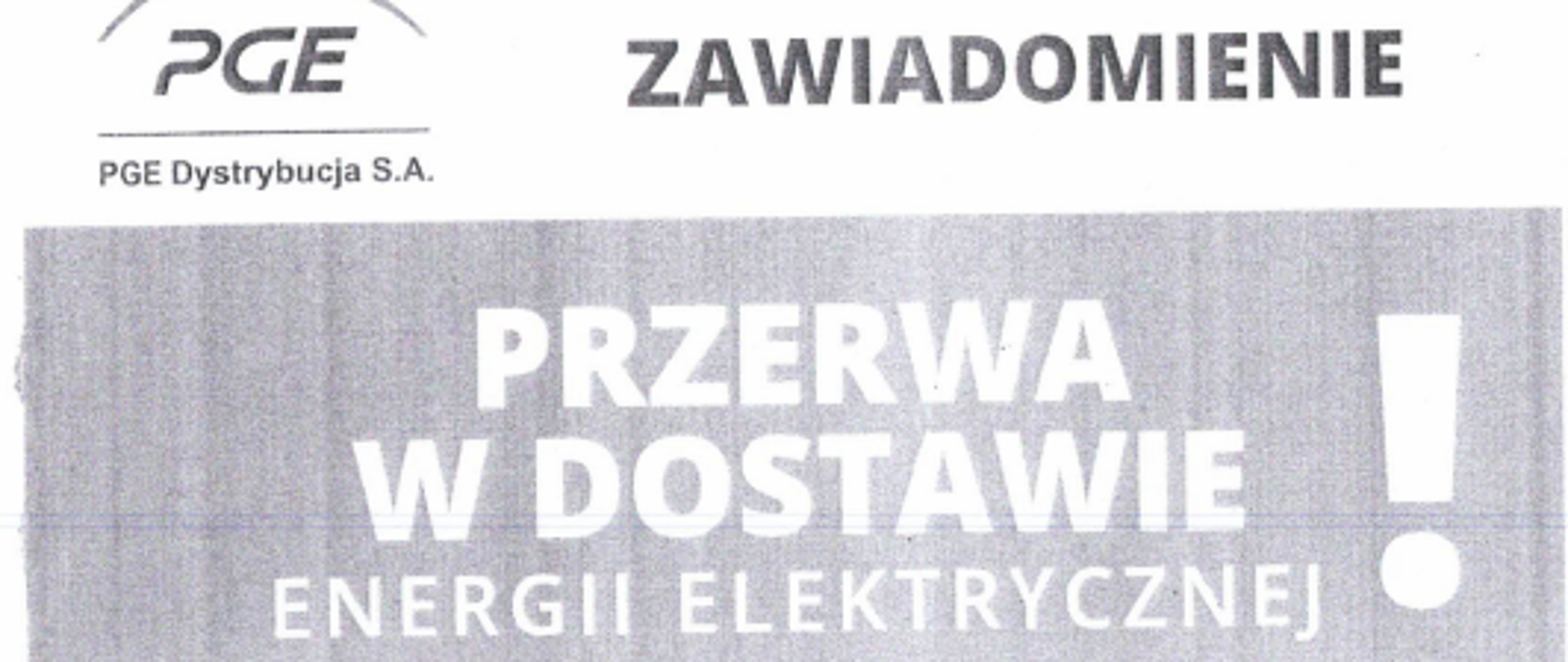 przerwa w dostawie energii elektrycznej 06.11.2025