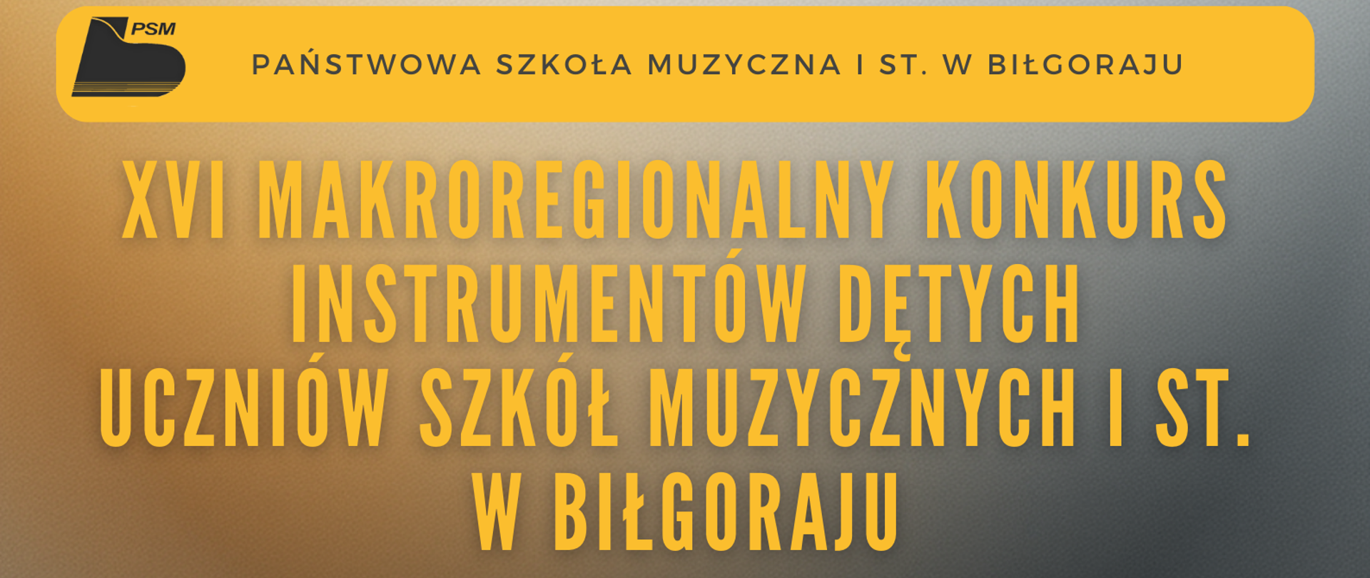 Czarno-złoty plakat, złote litery, na środku 3 zdjęcia: z lewej i prawej mężczyzn, a w środku kobieta.