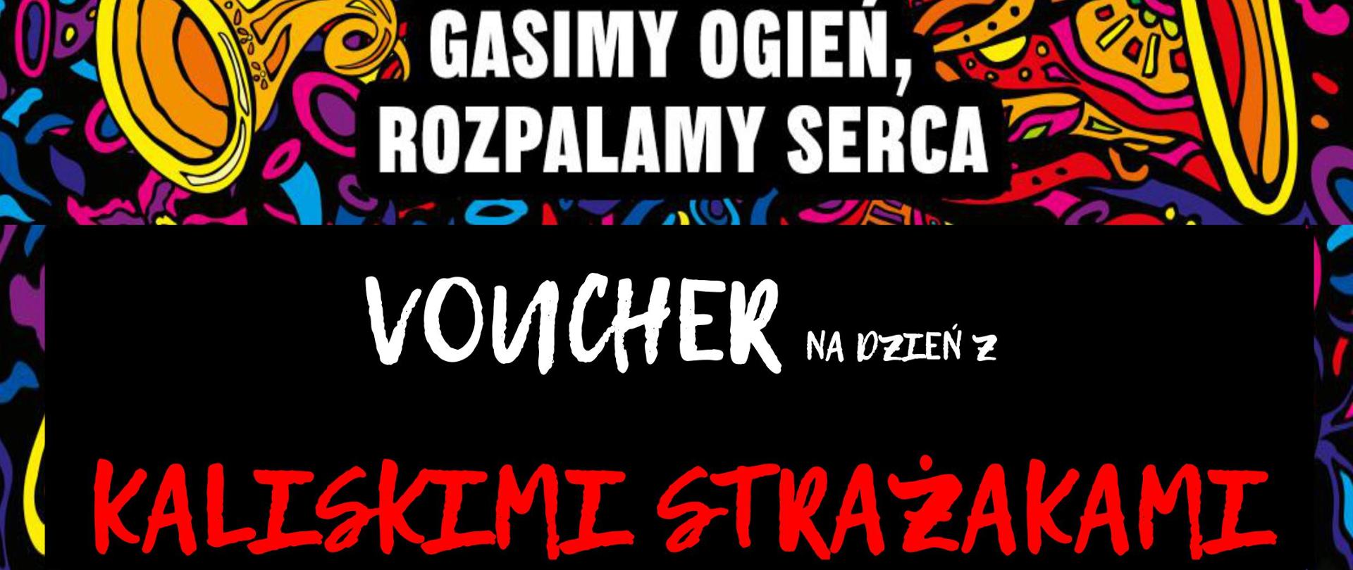 Kolorowy voucher przedstawiający wsparcie Straży Pożarnej dla WOŚP