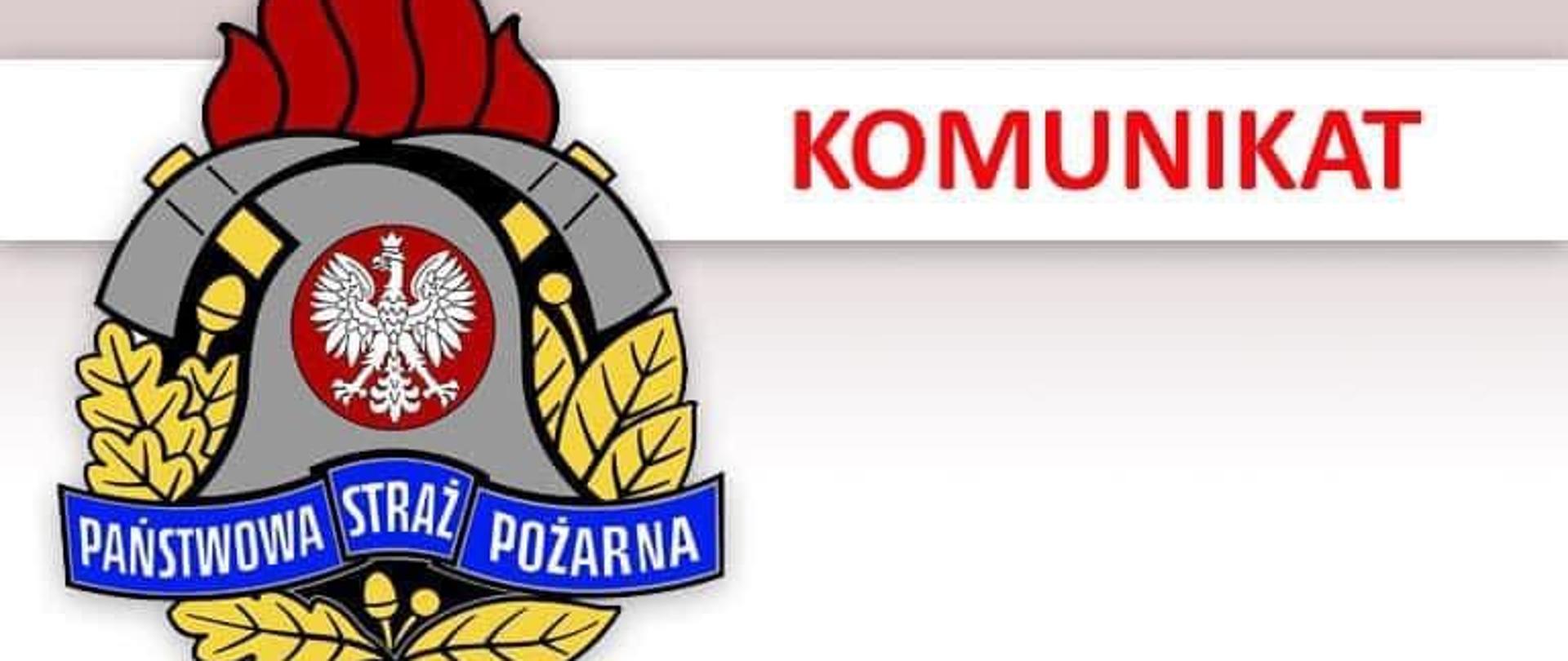 Logo PSP z napisem KOMUNIKAT