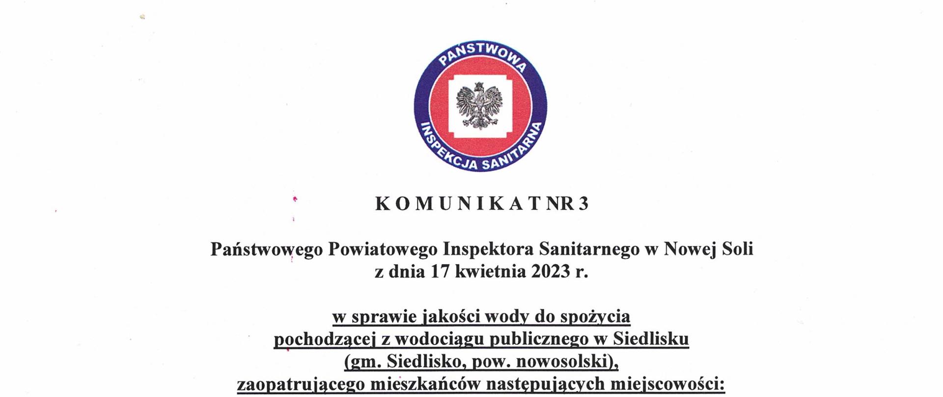 Komunikat nr 3 Siedlisko