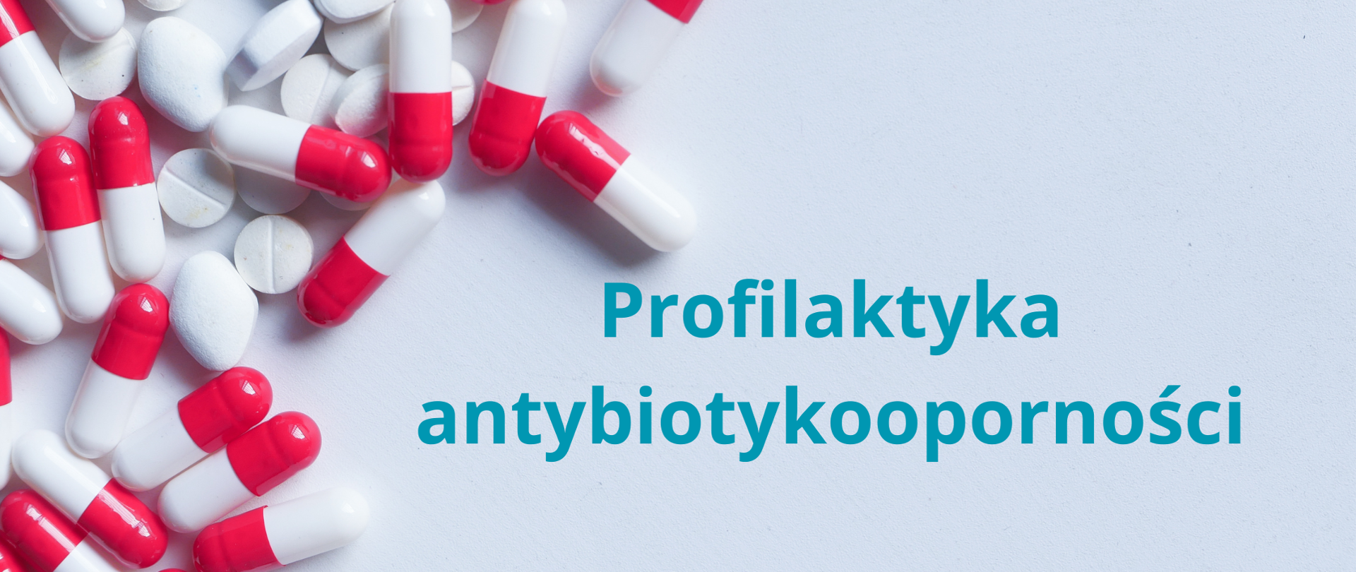 Z lewej strony kapsułki biało czerwone i napis Profilaktyka antybiotykooporności.
