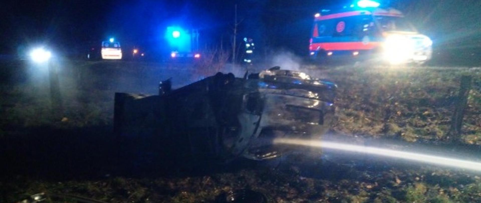 Malechowo DK6- pożar samochodu 