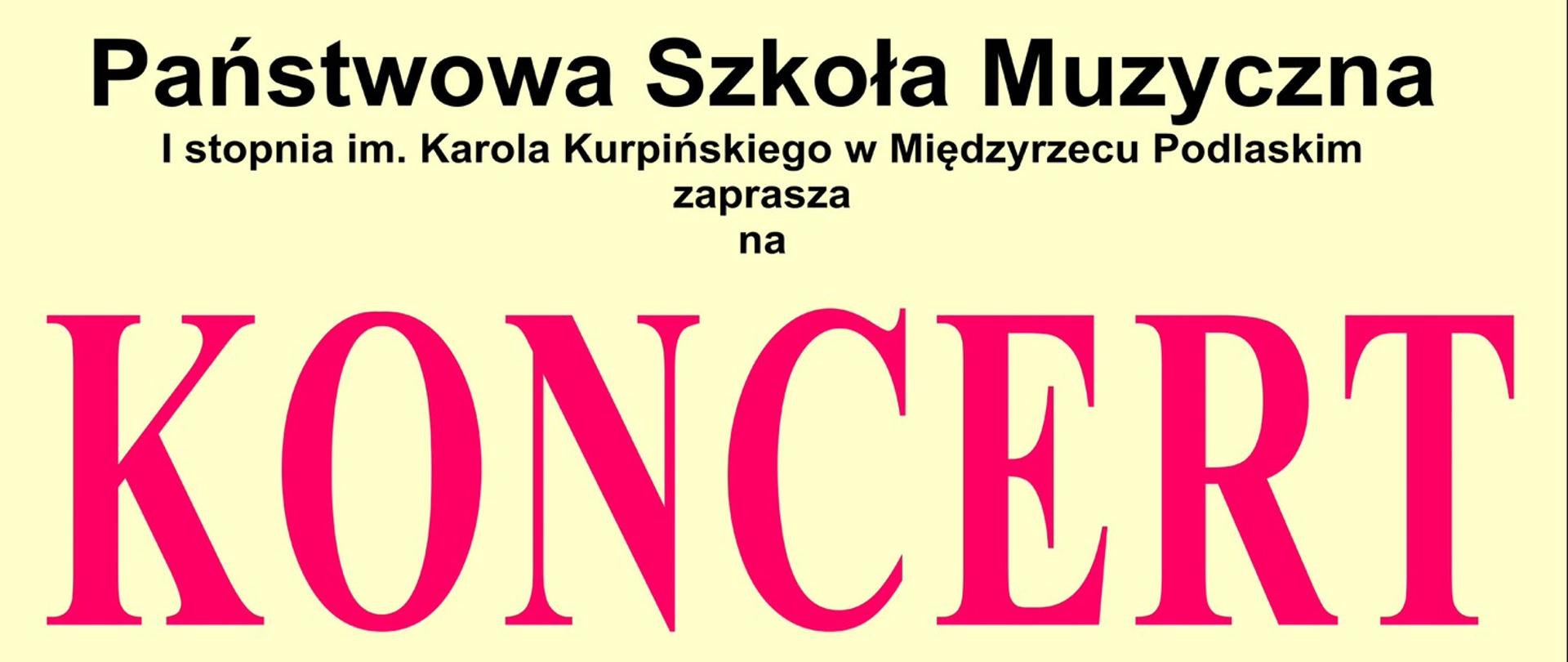 Plakat informujący o koncercie w Państwowej Szkole Muzycznej I stopnia w Międzyrzecu Podlaskim