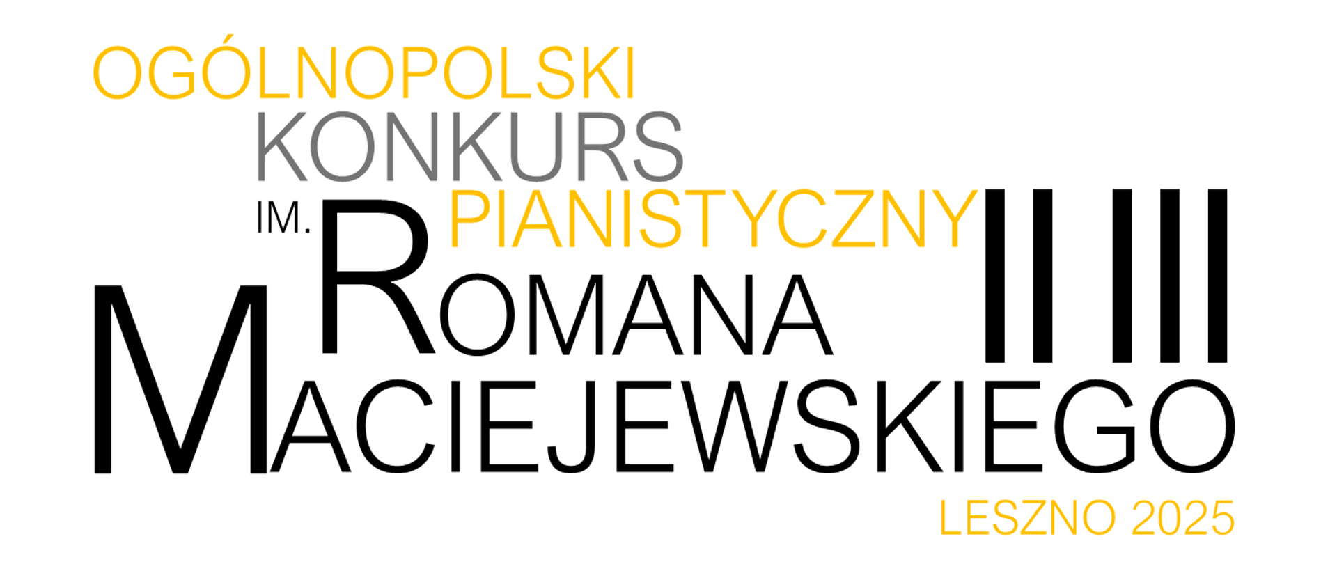 Plakat z czarnymi i żółtymi literami na białym tle