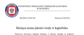 Bieżąca oceny jakości wody w kąpielisku 