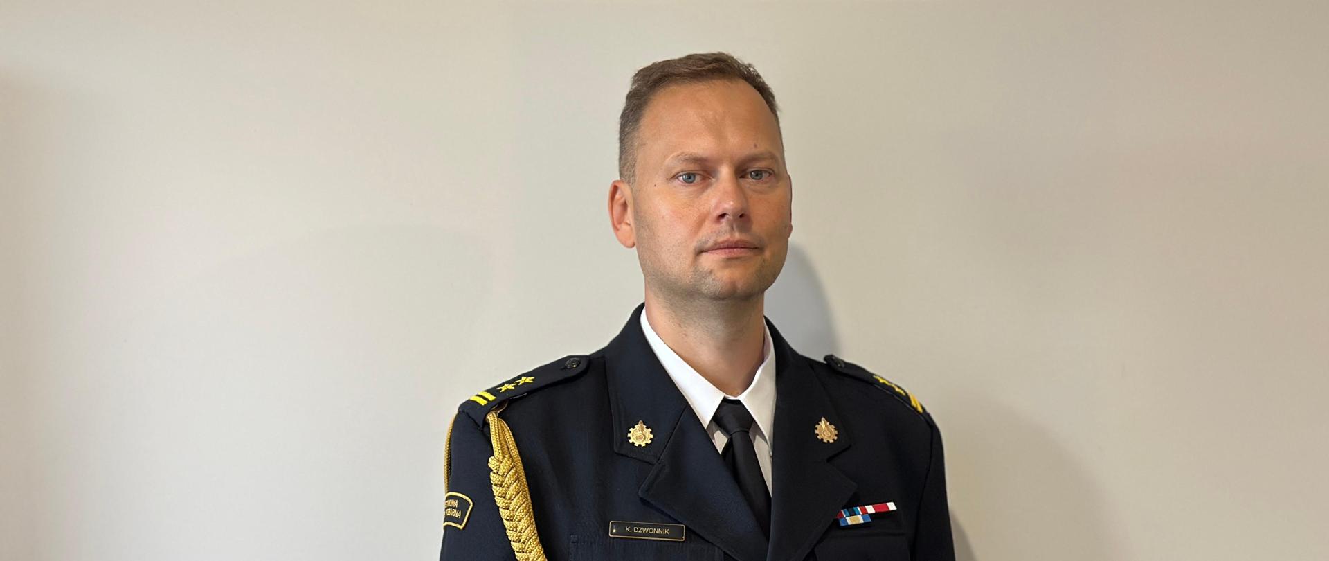 Zdjęcie przedstawia p. o. Zastępcę Komendanta Powiatowego PSP w Myszkowie