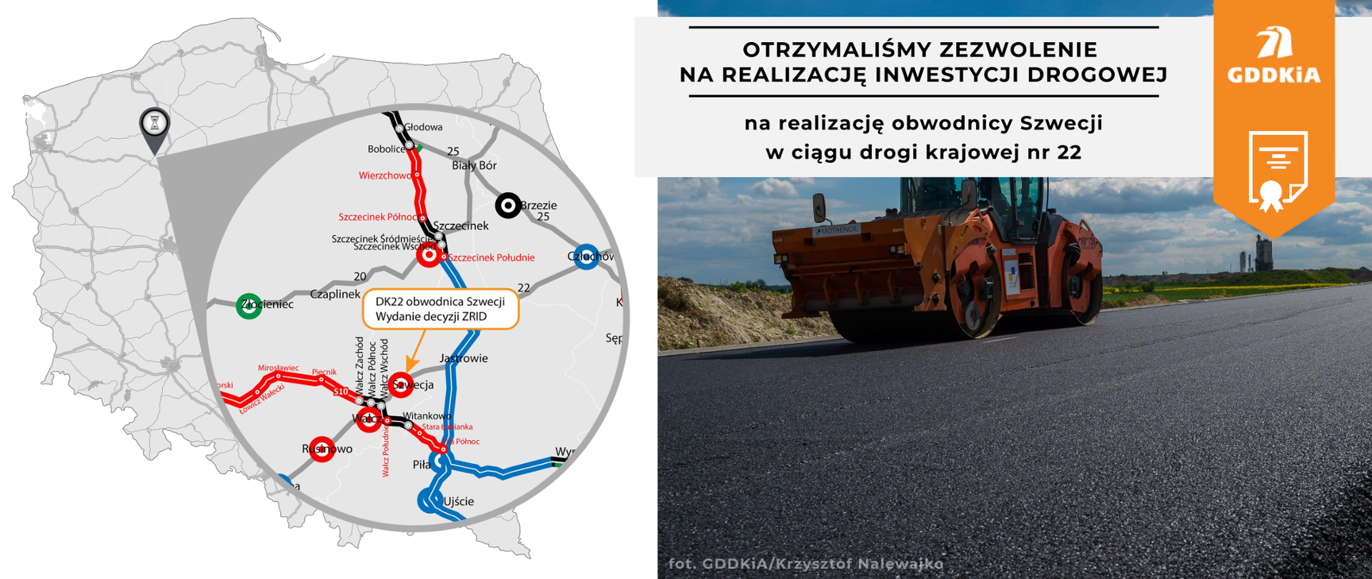 Mapa z lokalizacją drogi i zdjęciem 