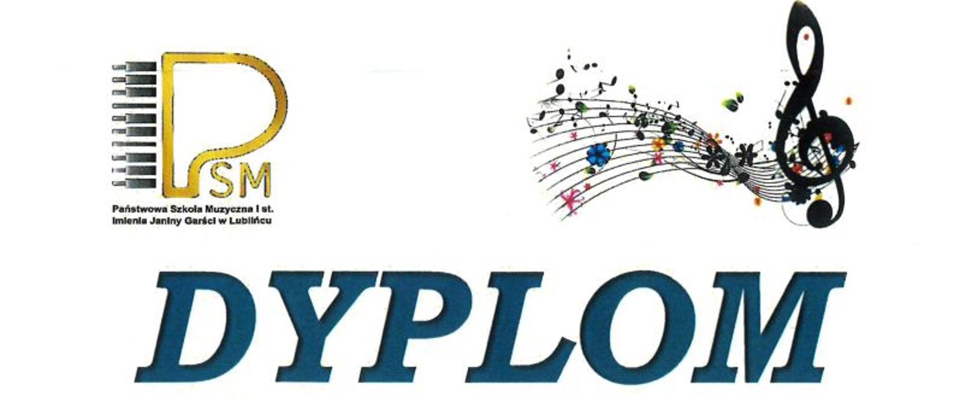 Grafika - dyplom. Na górze logo PSM w Lublińcu oraz grafika przedstawiająca stylizowaną pięciolinie z kolorowymi nutkami i kluczem wiolinowym. Poniżej napisy: DYPLOM otrzymuje Maja Bakowska II MIEJSCE na VI Wiosennych Konfrontacjach Młodych Flecistów w Lublińcu z przyjemnością podziwialiśmy talent i umiejętności, a także trud i pracę włożone w przygotowania. Życzymy konsekwencji w dążeniu do sukcesu oraz spełnienia artystycznych marzeń. Na dole pieczątka PSM Lubliniec oraz podpisy członków Jury. Lubliniec, 20 kwietnia 2023 roku.
