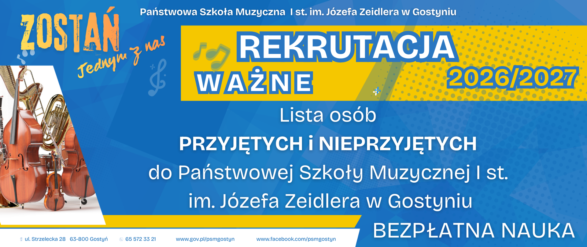 Informacja o osobach przyjętych i nieprzyjętych do szkoły muzycznej