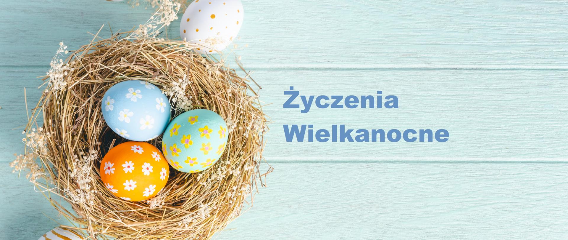 Happy easter Day. Easter eggs on wooden background. Greetings and presents for Easter Day celebrate time. Flat lay ,top view, copy space.