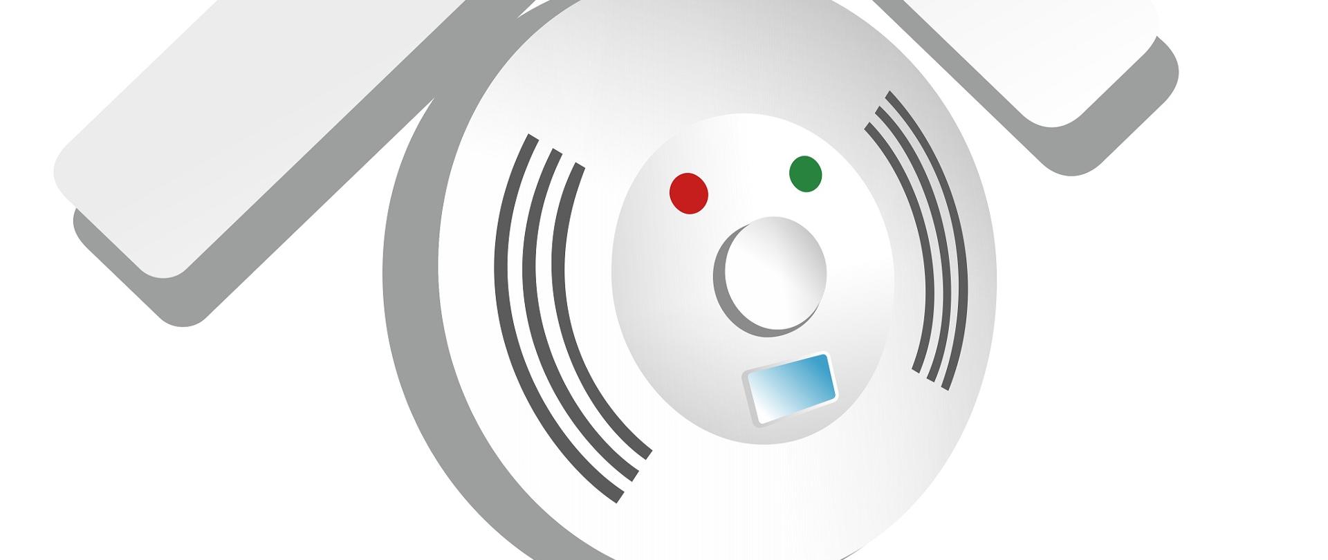 Logo przedstawia rysunek czujnika tlenku węgla pod rysunkowo wykonanym dachem. Poniżej znajduje się czerwony napis "Czujka na straży Twojego Bezpieczeństwa"