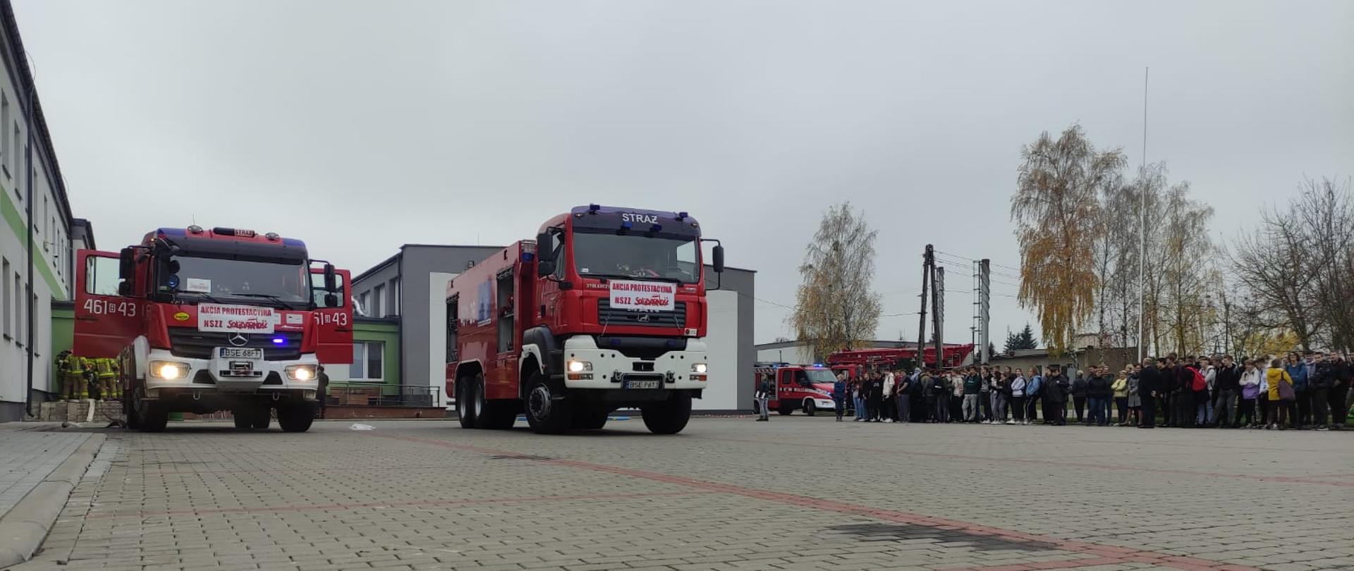 Próbna ewakuacja uczniów w Zespole Szkół Centrum Kształcenia Rolniczego w Sejnach połączona z ćwiczeniami JRG Sejny, OSP Sejny oraz uczniami klas mundurowych ZSCKR