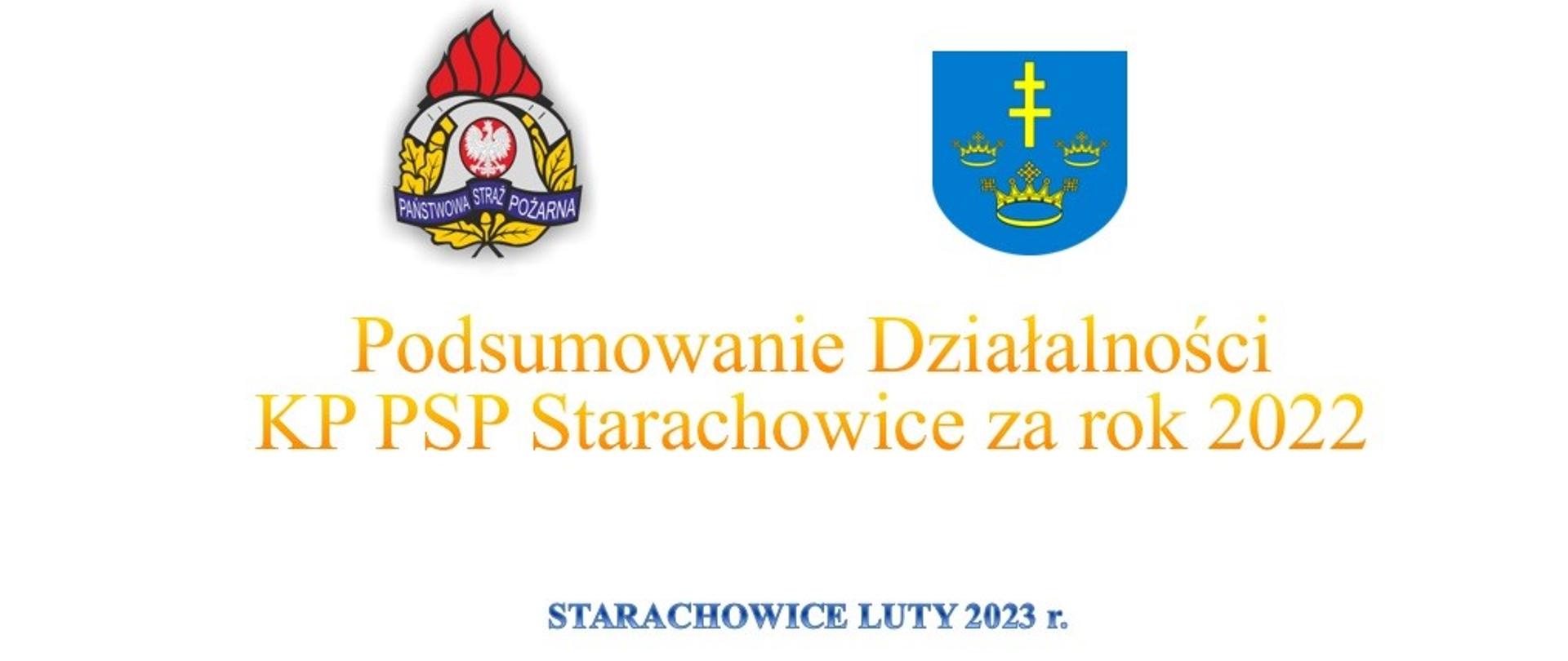 Narada roczna z działalności za 2022 rok starachowickich strażaków - slajd tytułowy
