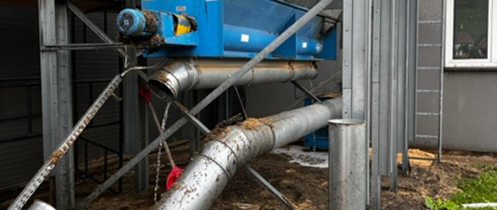 Widok fragmentu silosa w którym powstał pożar