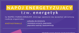 ulotka o kolorze fioletowym Reakcja organizmu po spożyciu napoju energetyzującego