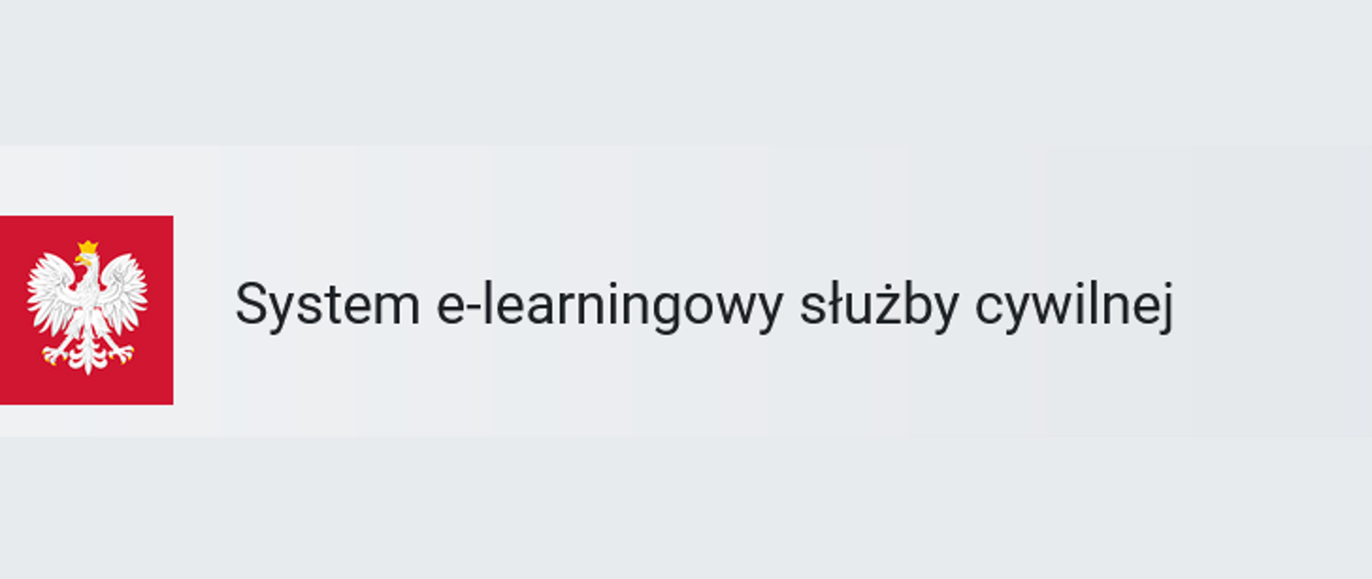 Na szarym tle godło Polski oraz napis system e-learningowy służby cywilnej