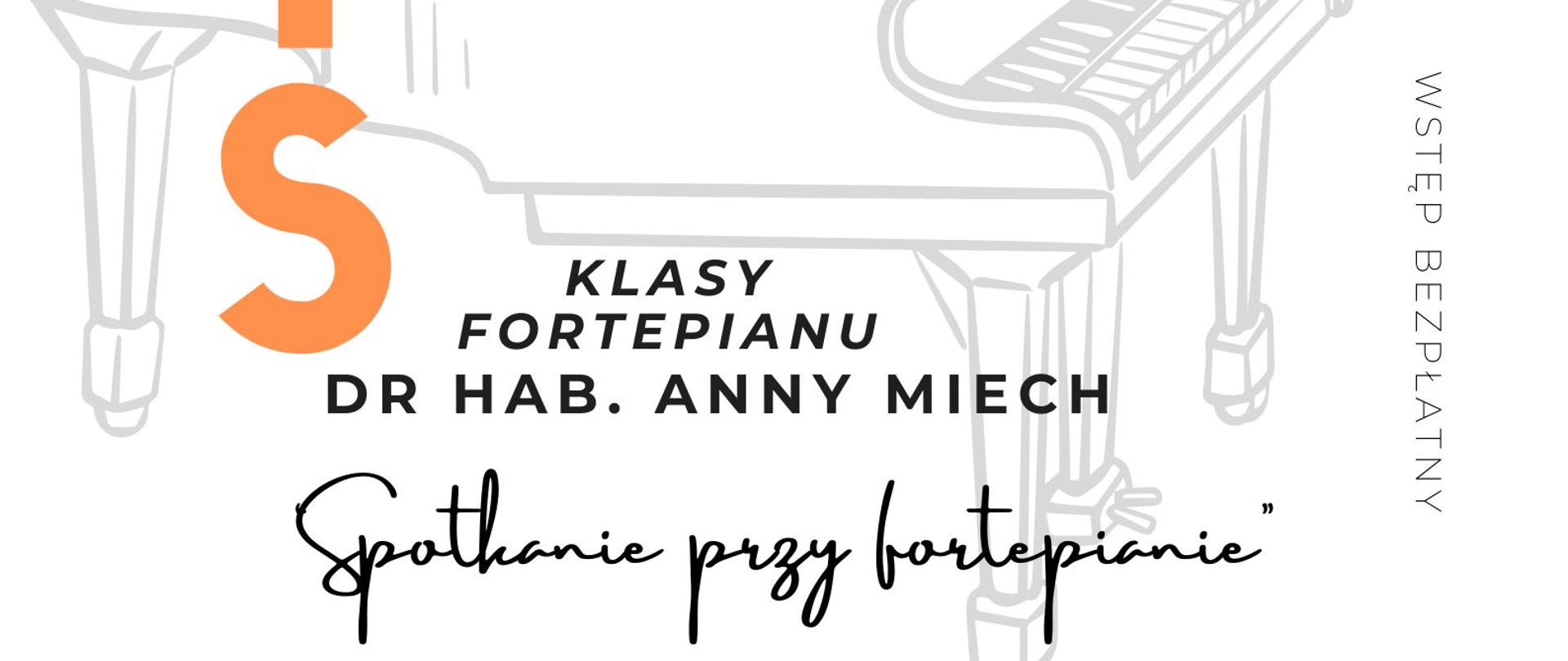 Plakat informacyjny dotyczący popisu klasy fortepianu odbywającego się w dniu 12.03.2024 r. o godz. 17.00.