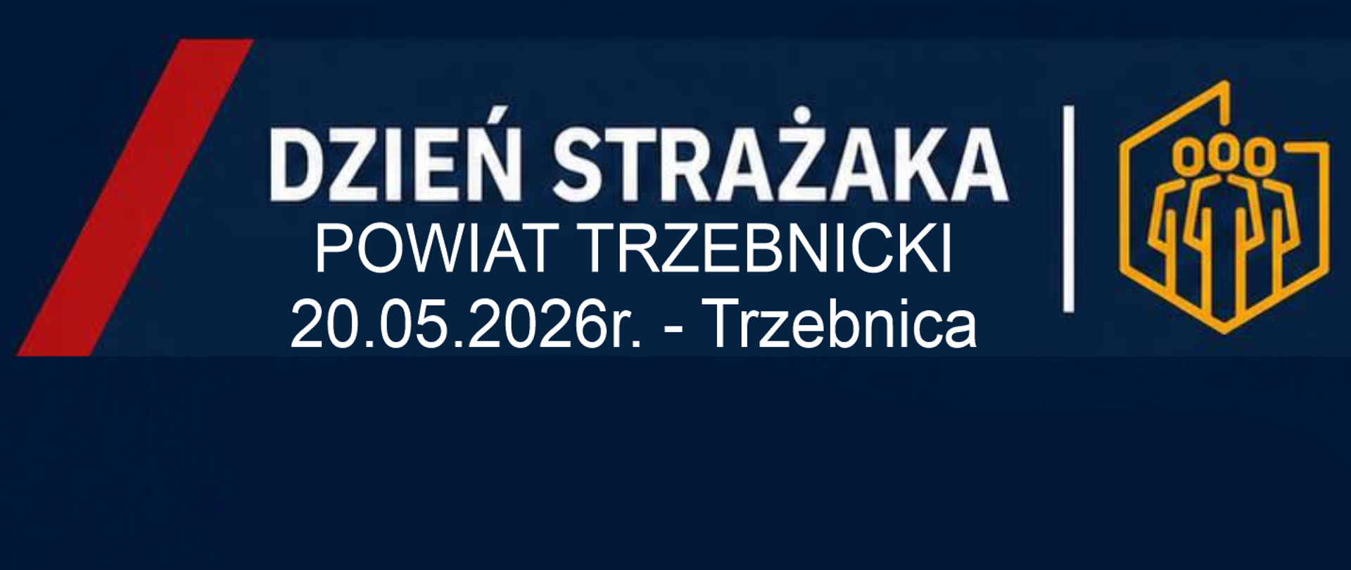 Grafika promująca edukacyjne pikniki organizowane w ramach Dnia Strażaka w powiecie trzebnickim. Na granatowym tle widnieją logotypy Państwowej Straży Pożarnej oraz hasło: „Dzień Strażaka – Powiat Trzebnicki, 20.05.2026 r. – Trzebnica”. Po lewej stronie duży napis „Pikniki edukacyjne realizowane w ramach Dnia Strażaka” oraz hasła: „Edukacja dla każdego”, „Bezpieczeństwo naszym celem”, „Bądź gotowy na każdą sytuację!”. Na dole czerwony baner z napisem „Spotkajmy się w Twoim mieście!”. Po prawej stronie mapa powiatu trzebnickiego z zaznaczonymi gminami: Żmigród, Prusice, Trzebnica, Zawonia, Wisznia Mała i Oborniki Śląskie. Na dole logotyp Ministerstwa Spraw Wewnętrznych i Administracji oraz programu „Ochrona ludności i obrona cywilna”.