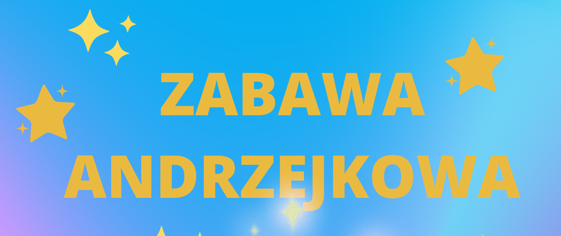 Plakat ma tło w niebiesko fioletowych barwach, w środku plakatu znajduje się szklana kula pod którą znajduje się klucz w kolorze żółtym, w lewem dolnym rogu znajduje się świeca na spodku, na plakacie znajdują się żółte gwiazdki, napis informujący o zabawie andrzejkowej jest w kolorze żółtym, a o terminie i godzina zabawy w kolorze czerwonym.