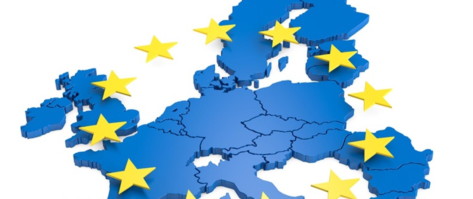 Mapa UE w kolorach flagi UE
