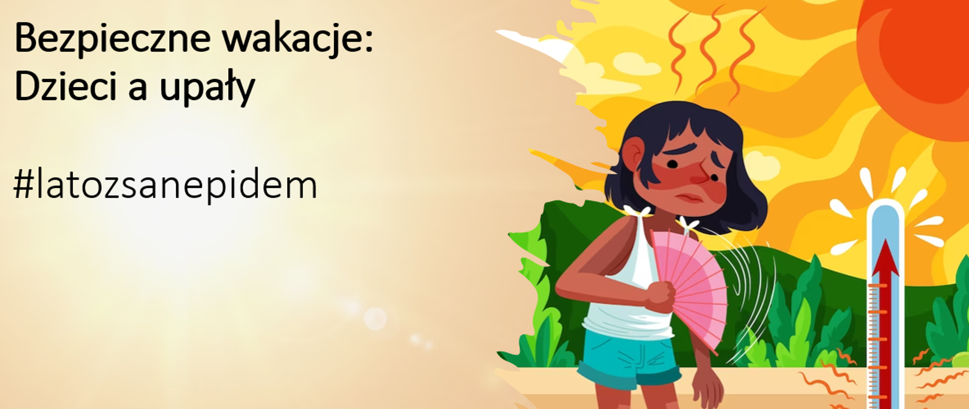 grafika przedstawia dziewczynkę w upalny dzień