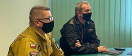 Kierownictwo Komendy Głównej Państwowej Straży Pożarnej podczas wideokonferencji poświęconej sprawom bieżącym