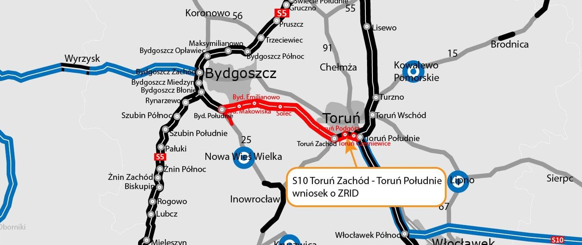 S10 Bydgoszcz - Toruń. Wniosek o ZRID dla odc. 4