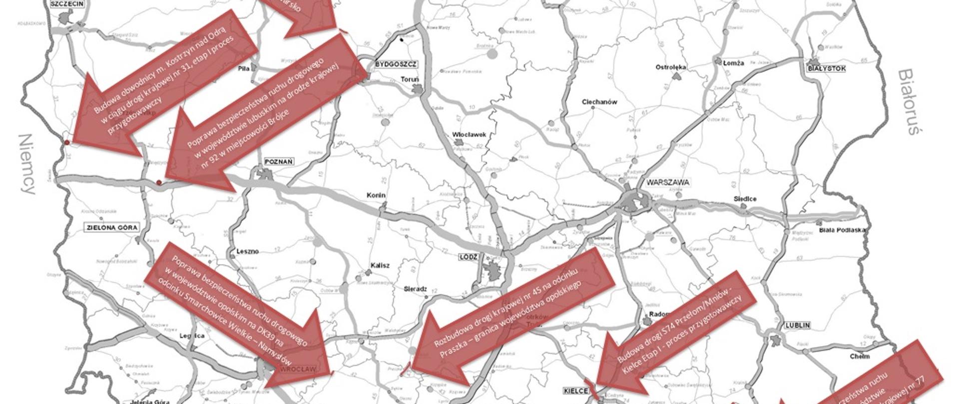 Inwestycje drogowe skierowane do realizacji
