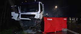 Miejsce tragicznego wypadku z udziałem osobówki i ciężarówki na drodze wojewódzkiej nr 751 w miejscowości Stara Słupia.