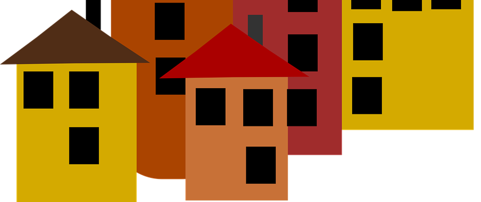 grafika przedstawiająca kolorowe domy