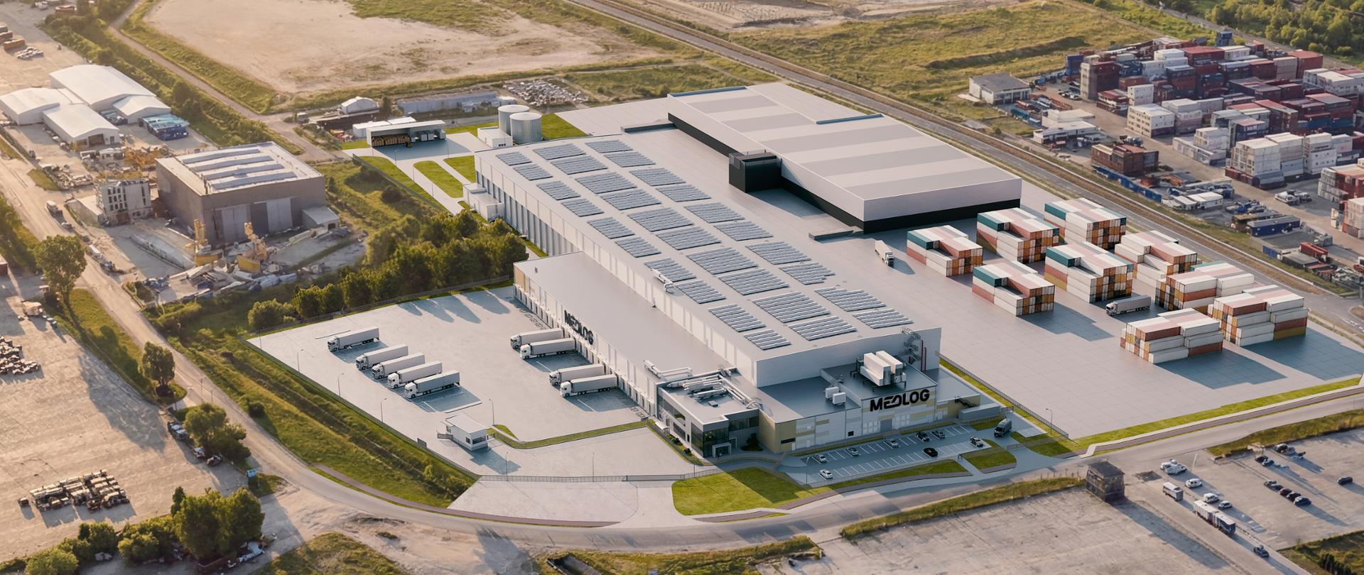 Podpisanie umowy o budowie przez MEDLOG: Coldstore Gdynia nowej mroźni w Porcie Gdynia, 14 kwietnia 2026 roku Portu, wizualizacja inwestycji