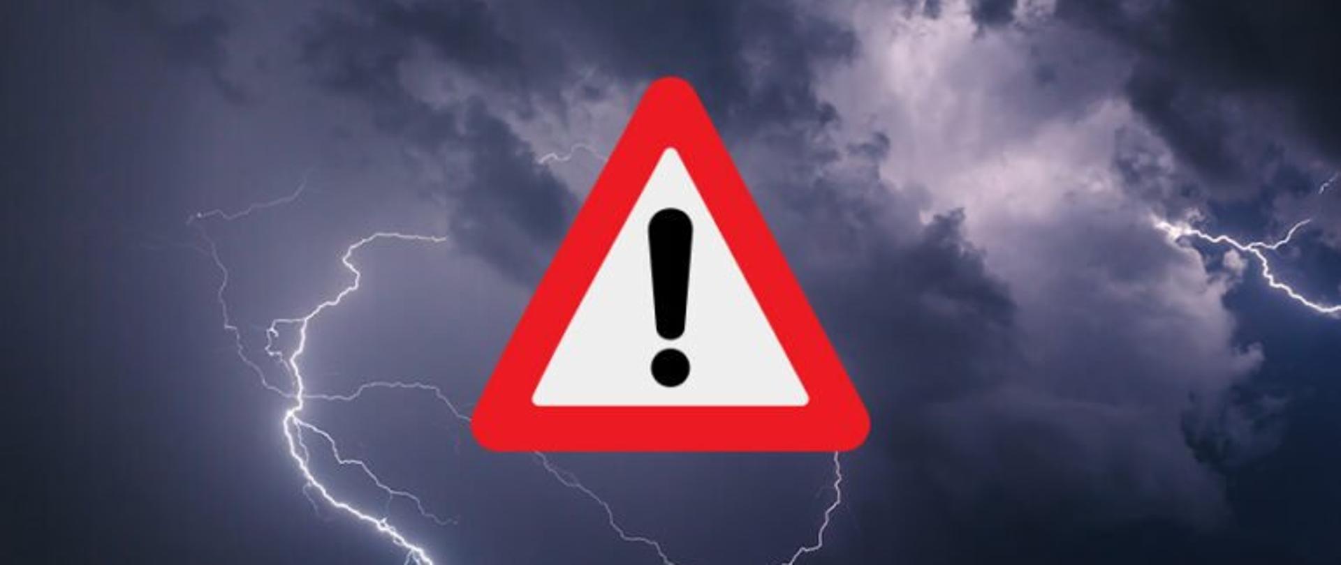 burza z piorunami, znak ostrzegawczy