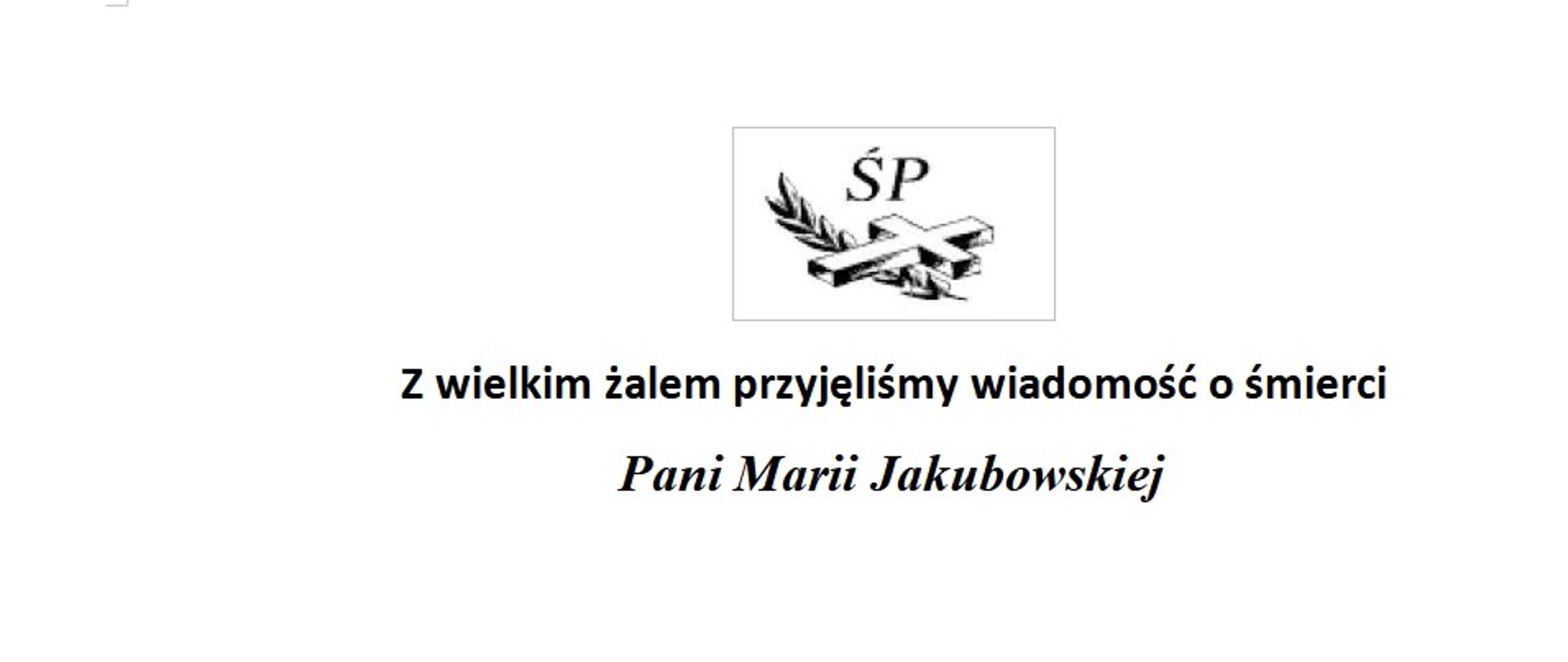 Ikona krzyża i ŚP, czarny napis na białym tle