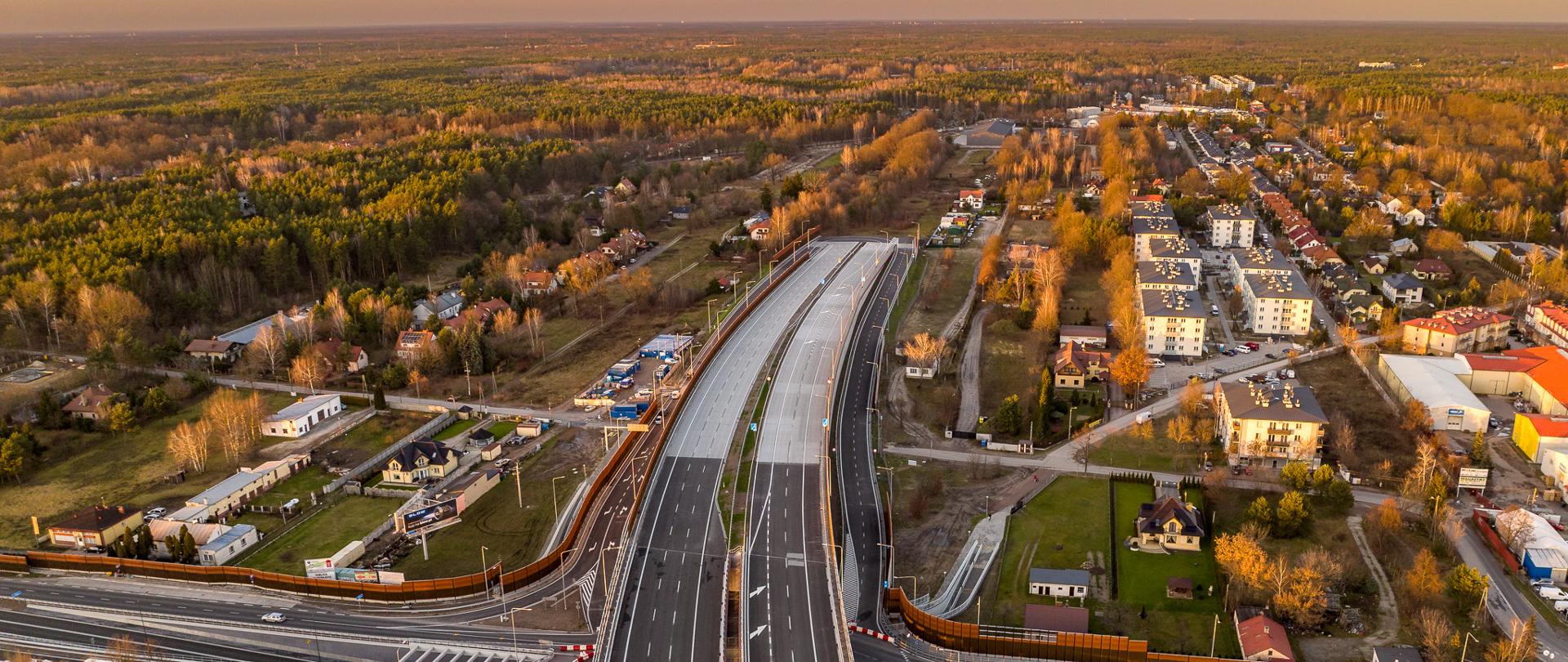 S17 Warszawa Wschód - Lubelska, widok w kierunku dalszego odcinka Wschodniej Obwodnicy Warszawy