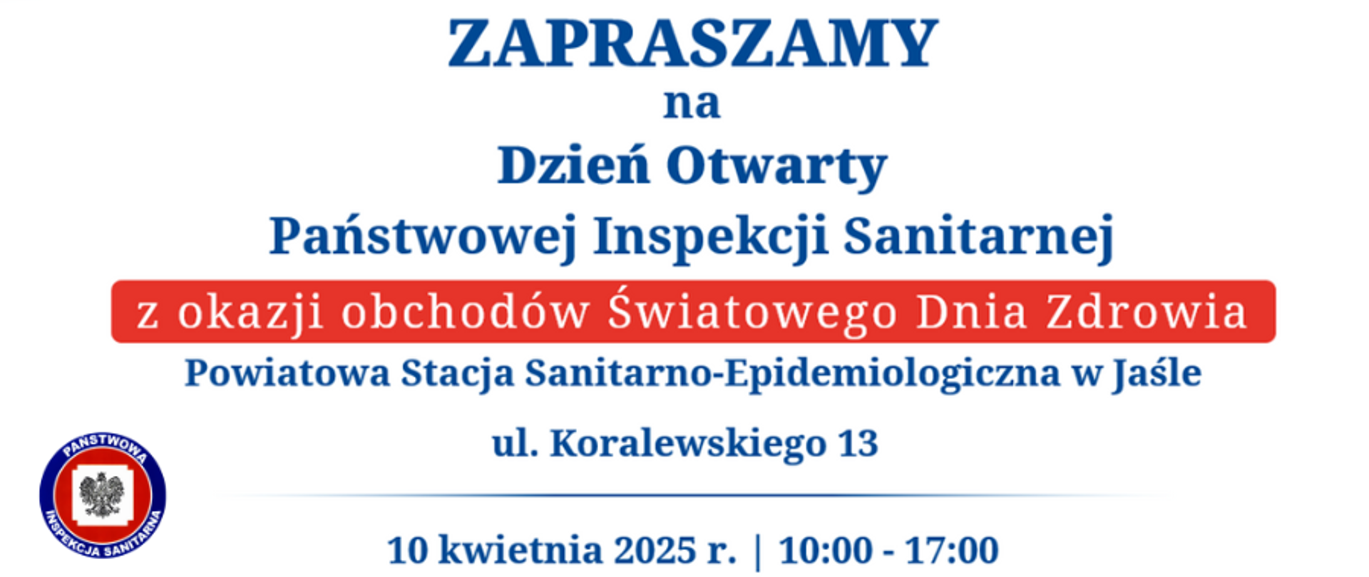 Dni Otwarte Państwowej Inspekcji Sanitarnej, zaproszenie - 10 kwietnia 10:00-17:00