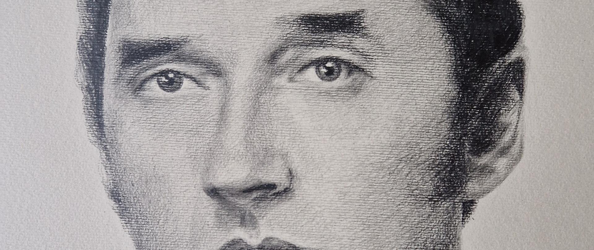 Rysunek - portret Ireneusza Września zrealizowała Zuzanna Rumian uczennica kl. 3B PLSP w roku 2024. Rysunek przedstawiający dyrektora szkoły narysowany jest ołówkiem na papierze. Dyrektor ubrany jest w białą koszulę z krawatem, ma na sobie założoną czarną marynarkę. Ireneusz Wrzesień ma czarne zaczesane do tyłu włosy. Postać lekko się uśmiecha i spogląda w kierunku widza.