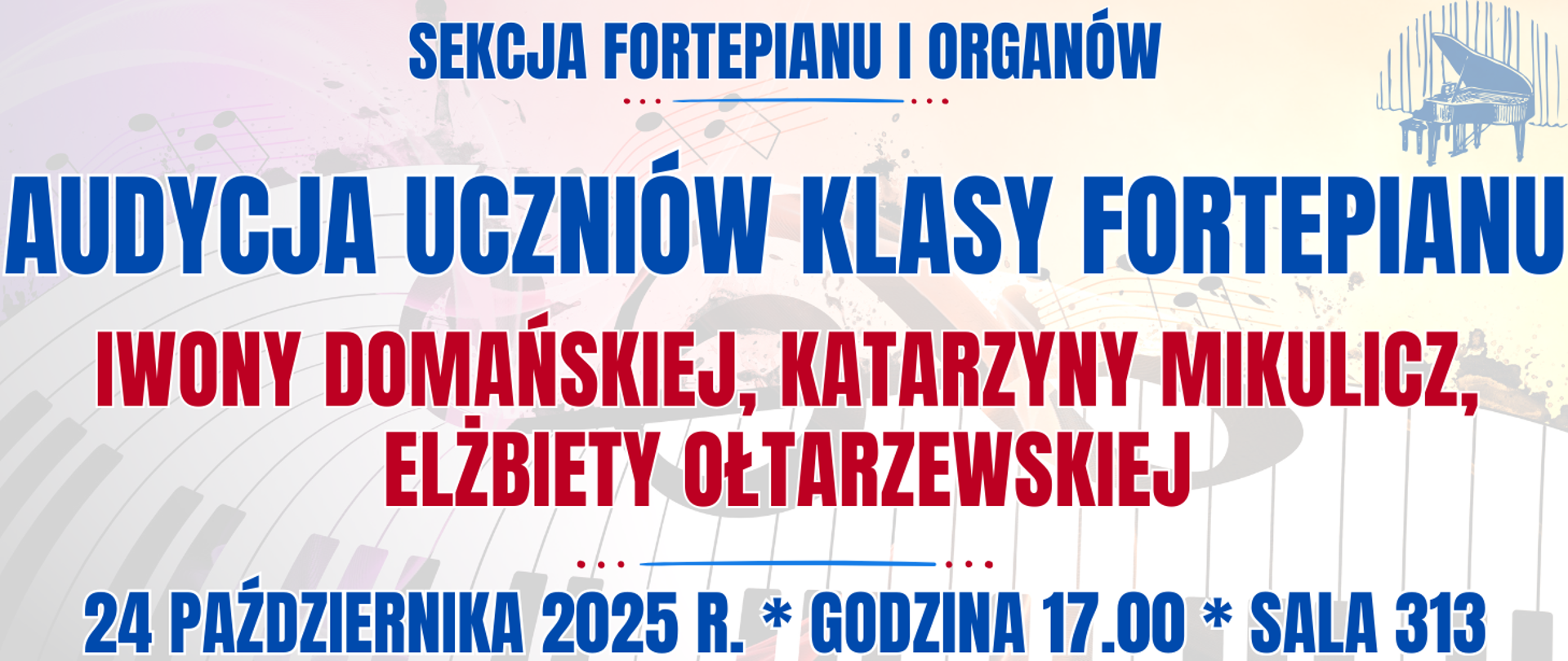 baner w tle elementy muzyczne oraz informacja o wydarzeniu