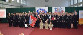 Spotkanie jubileuszowo-opłatkowe Zarządu Oddziału Powiatowego ZOSP RP w Wąbrzeźnie - zdjęcie zbiorowe.