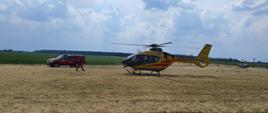 Helikopter lotniczego pogotowia ratunkowego, samochód strażacki