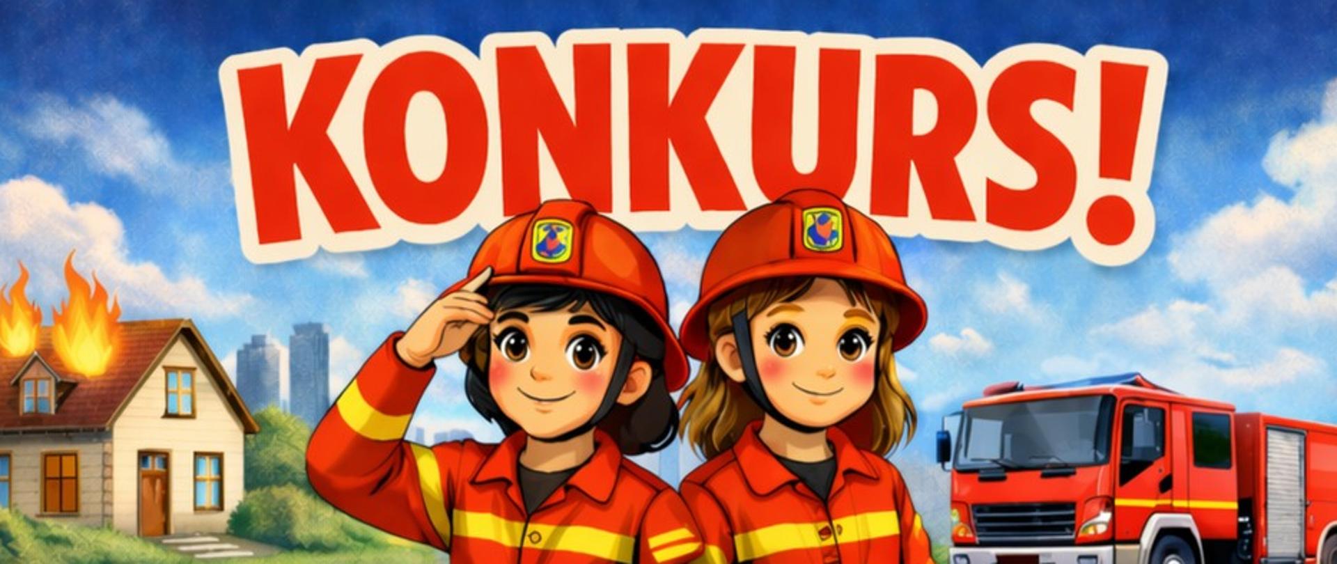Plakat rysunkowy, Konkursu dla Młodzieżowych Drużyn Pożarniczych pn. „Budujemy społeczną odporność”
