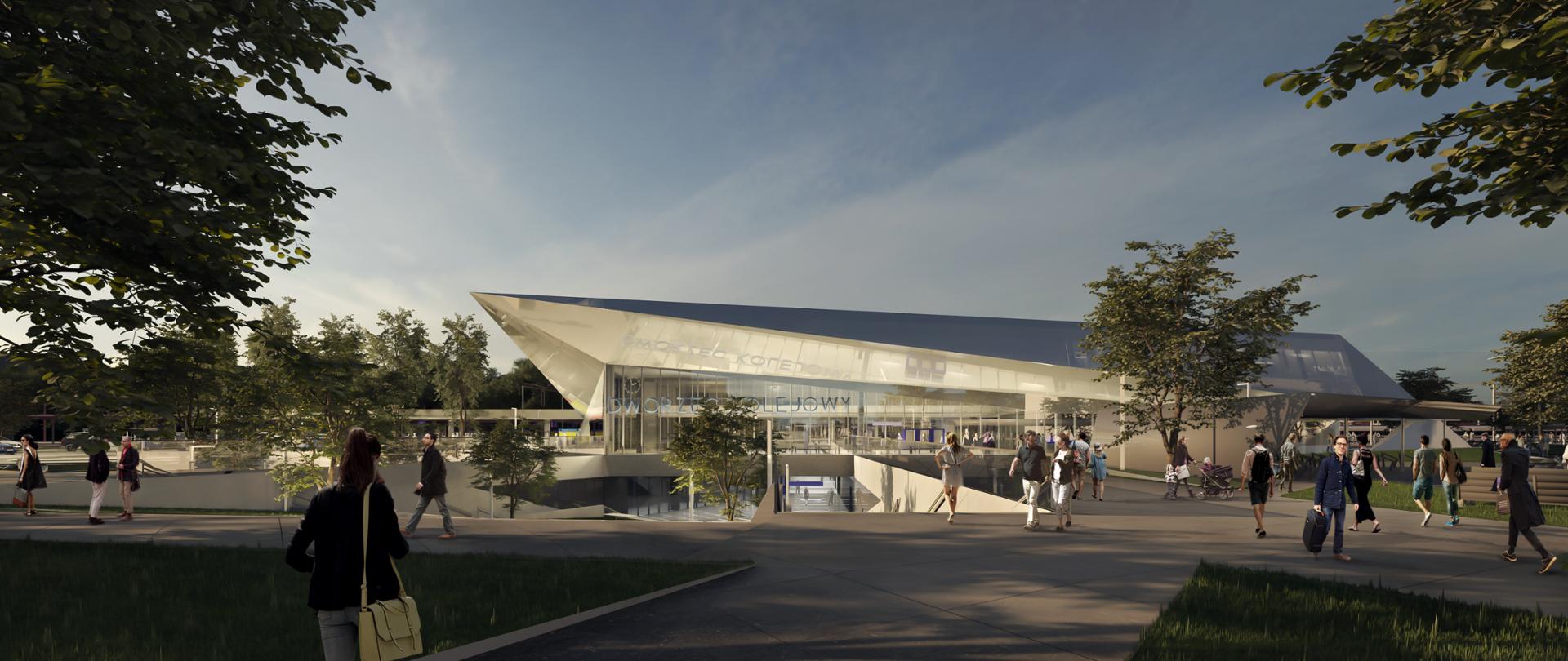 Na obrazku wizualizacja dworca kolejowego Olsztyn Główny