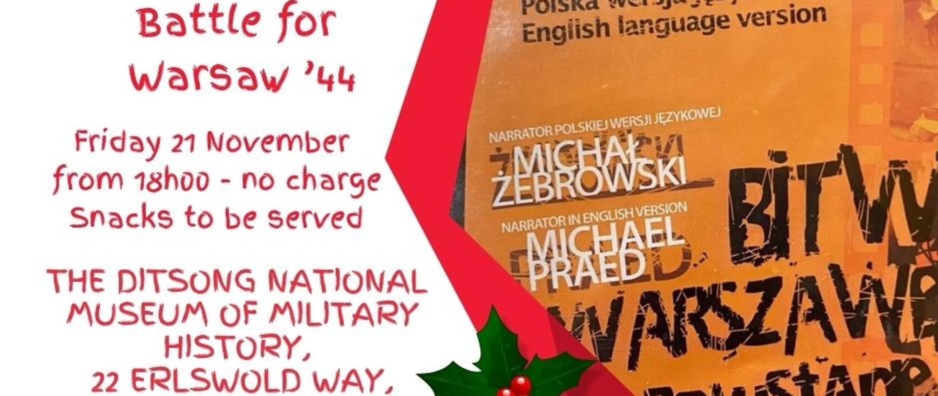 Screening of the film "Battle for Warsaw. Warsaw Uprising 1944" in Johannesburg