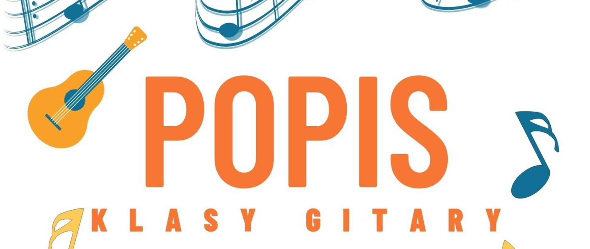 Na jasnym tle plakatu znajdują się różne akcenty muzyczne w postaci pięciolinii, wartości rytmicznych, gitar. W środkowej części plakatu znajdują się informacje dotyczące wydarzenia. 